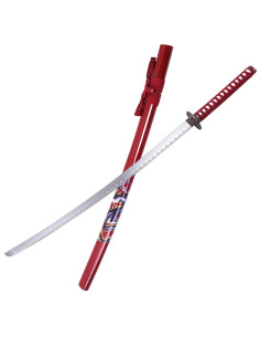 Katana ornamentale drago, fodero rosso (96,5 cm.) 2