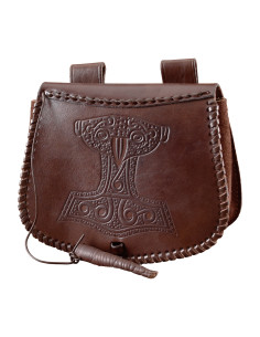 Borsa vichinga Martello di Thor in pelle marrone, da...
