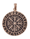 Ciondolo Vegvísir vichingo in bronzo