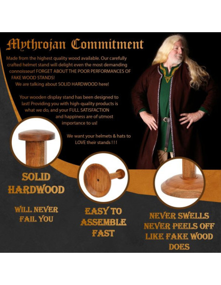 Espositore per caschi in legno (38 cm)