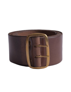 Cintura medievale in cuoio con fibbia in ottone, marrone... 2