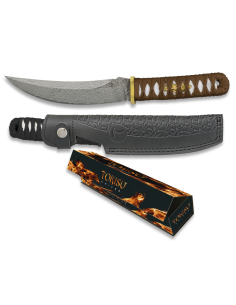 Coltello Damasco CNC Damascus, marchio Tokisu, con corde...