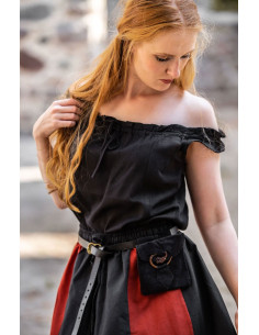 Blusa medievale senza maniche Adele, colore nero