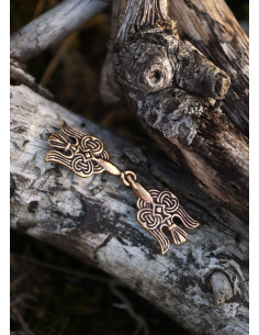 Spilla con mantello vichingo Hugin e Munin, in bronzo 2