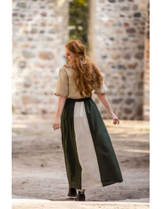 Gonna medievale modello Diana, naturale verde-bianco 2