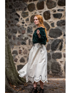 Gonna medievale con ricamo modello Svenja, bianco grezzo