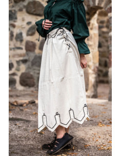 Gonna medievale con ricamo modello Svenja, bianco grezzo 2