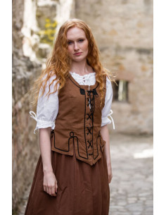Gilet medievale con ricamo Selma, colore marrone