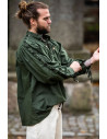 Camicia medievale Adrian con lacci, verde