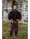 Camicia medievale Landsquenet modello Albert, nero-marrone