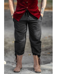 Pantaloni medievali Joren taglio dritto, colore nero