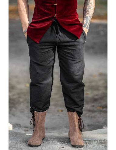 Pantaloni medievali Joren taglio dritto, colore nero