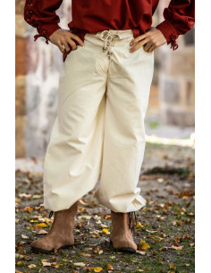 Pantaloni medievali Gerold, colore bianco naturale