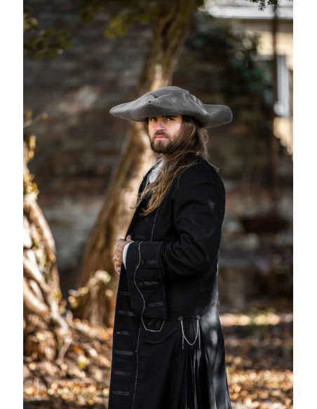 Tricorno da pirata Hugo in lana, grigio