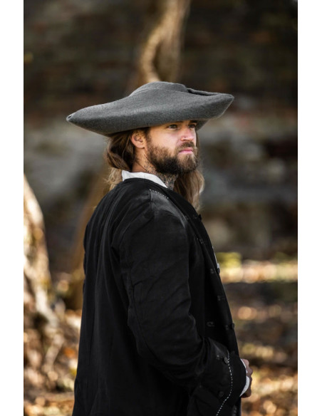 Tricorno da pirata Hugo in lana, grigio