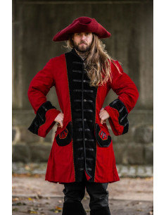 Tricorno da pirata Hugo in lana, rosso