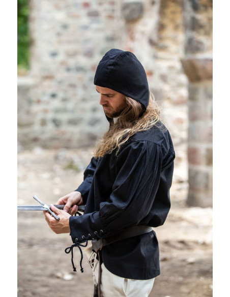 Crêpe contadino di cotone, colore nero