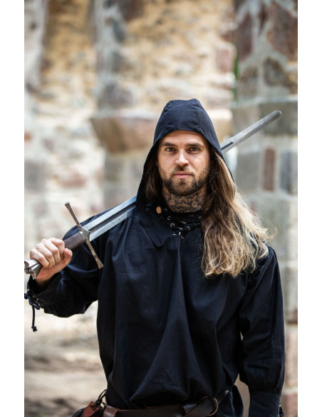 Crêpe contadino di cotone, colore nero