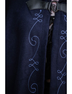 Mantello medievale con cappuccio blu, modello Gesa 2