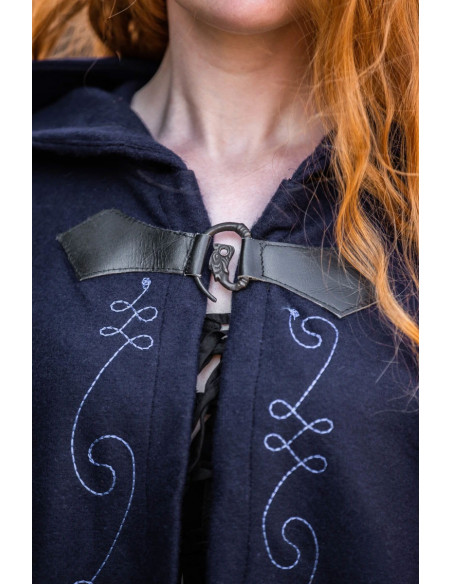 Mantello medievale con cappuccio blu,...