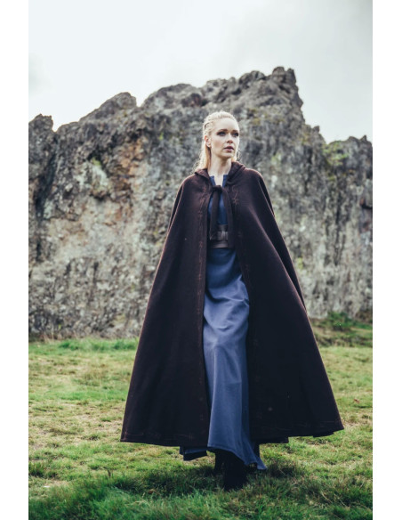 Mantella medievale in lana marrone...