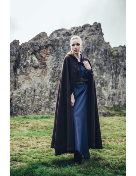 Mantella medievale in lana marrone...