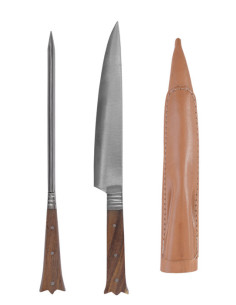 Set 2 posate medievali lunghe merlate - manico in legno