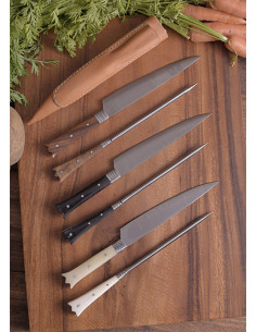 Set 2 posate medievali lunghe merlate - manico in legno 2