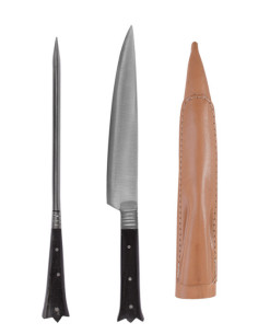 Set di 2 posate medievali lunghe merlate - manico in...