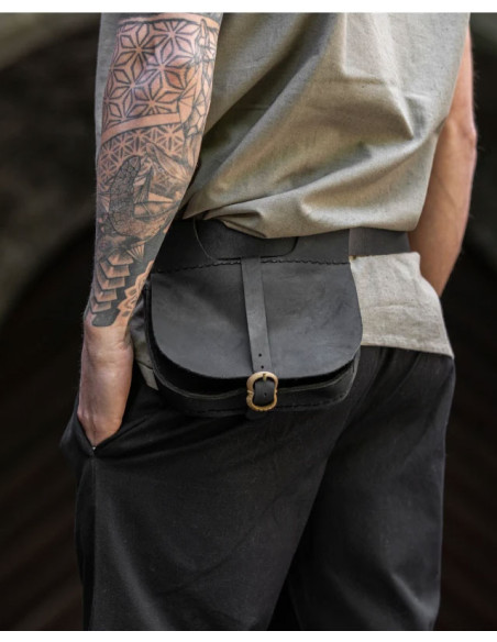 Borsa medievale in pelle nera modello...