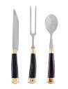 Set di 3 posate medievali con coperchio, manico in corno