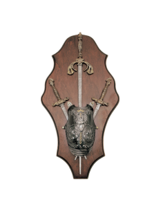 Panoplia medievale con spada nera, 2 tacchi a spillo e...