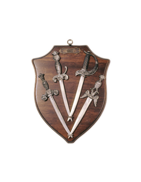 Panoplia medievale con 4 pugnali...