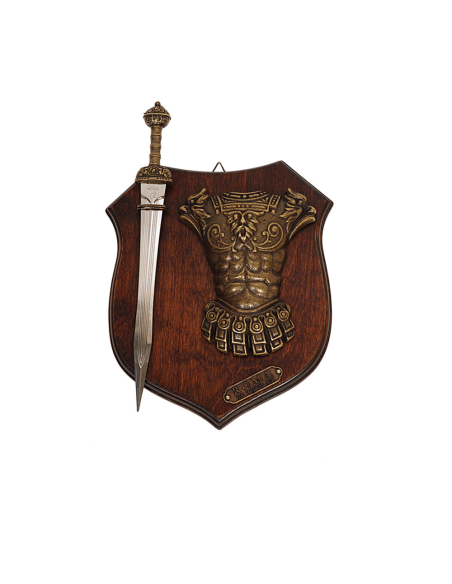 Panoplia d'armi con gladio e lorica...