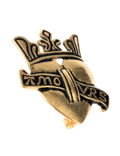 Spilla in bronzo Cuore Pellegrino con Corona