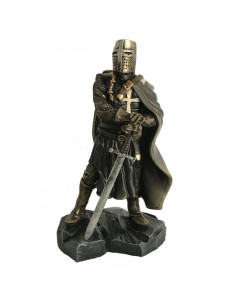 Miniatura Cavaliere Templare tunica nera e spada (22 cm.)