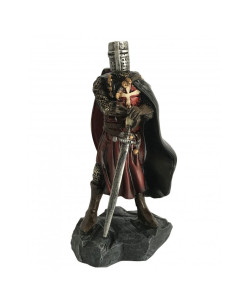 Cavaliere Templare in miniatura con tunica rossa e spada...