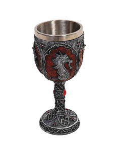 Fantasy Medievale Calice Drago e Croci (18 cm.)