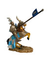 Cavaliere medievale in miniatura con stendardo Leone Rampante (18 cm.)