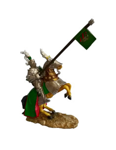 Cavaliere medievale in miniatura con stendardo Aquila (18...