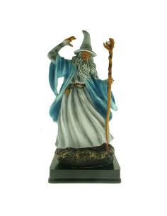 Miniatura del mago Merlino con bastone (12 cm.)