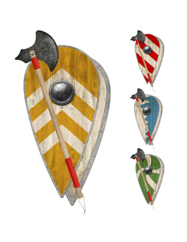 Set di ascia vichinga in legno e scudo a strappo