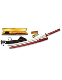 Acciaio al carbonio Katana + copertina + box + 2 tsuba + kit di pulizia