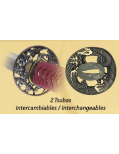 Acciaio al carbonio Katana + copertina + box + 2 tsuba + kit di pulizia 2