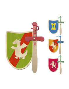 Piccolo set di spada e scudo medievale in legno