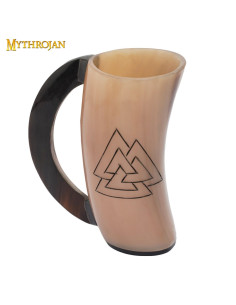 Piccola brocca vichinga Valknut su corno (12,5-15 cm.)