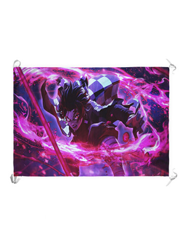 Banner-Flag Demon Slayer di Tanjiro Kamado (70x100 cm.)
 Materiale-Raso