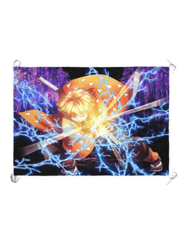 Stendardo-Bandiera Demon Slayer di Zenitsu Agatsuma (70x100 cm.)
 Materiale-Raso