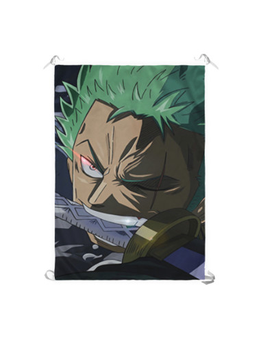 Stendardo-Bandiera di Zoro Roronoa, One Piece (100 x 70 cm.)
 Materiale-Raso