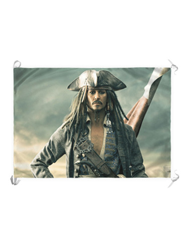Stendardo-Bandiera Pirata Jack Sparrow in Pirati dei Caraibi (100 x 70 cm.)
 Materiale-Raso